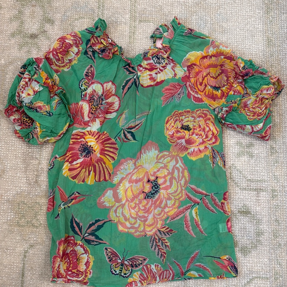 Banjanan Red and Orange Ruffled Blouse